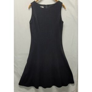Talbots Medium Black Fit N Flare Lined Knit Dress Wool Blend Knee Hong Kong VTG
